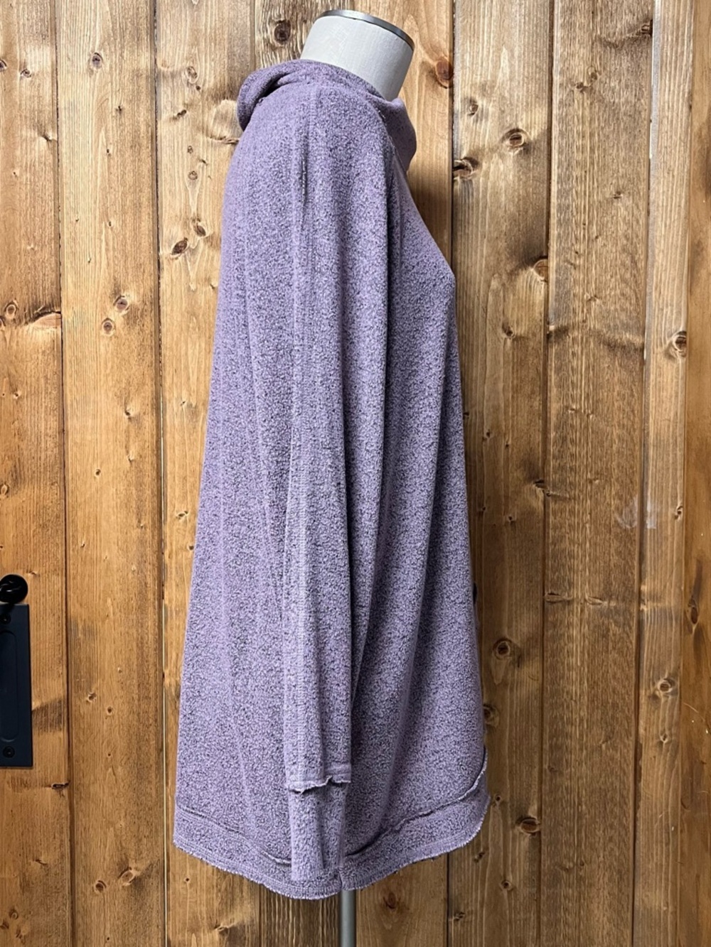Market & Spruce 2X Purple Cowl Neck Longline Loungewear Lightweight Sweater - Picture 3 of 6